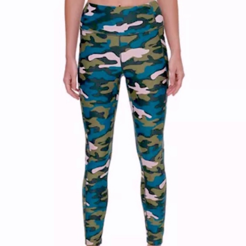 Calvin Klein Performance Athletic Leggings Green/Pink Camo - Size M